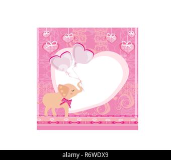 baby shower card with cute elephant icon over white background vector ...