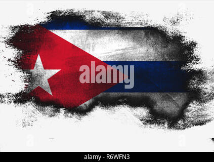 Cuba flag painted with brush Stock Photo