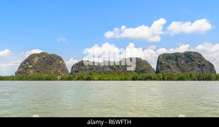 Limestone island with mangrove forest in Phang Nga Bay National Park, Thailand Stock Photo