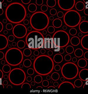 Abstract ornaments of round holes with smooth effect in red seamless pattern Stock Vector
