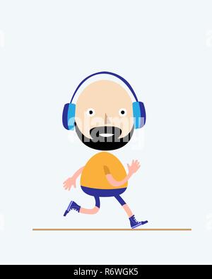 Man running in flat style for healthy and active lifestyle concept. Vector illustration. Stock Vector
