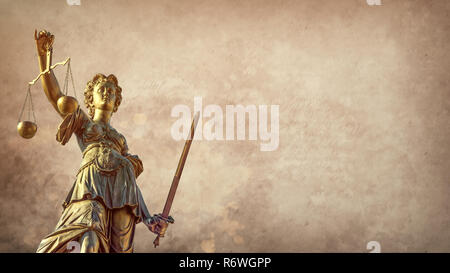 Justitia, Lady Justice holding scales,Roemer square,Frankfurt am Main Stock Photo