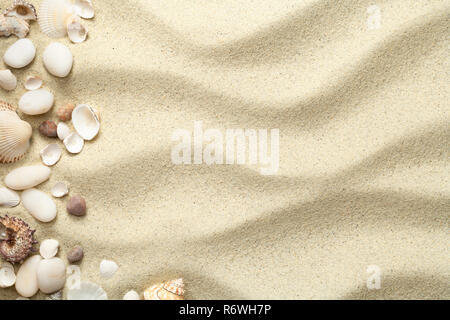 sand,beach background with shells and stones Stock Photo