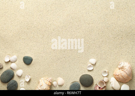 sand,beach background with shells and stones Stock Photo