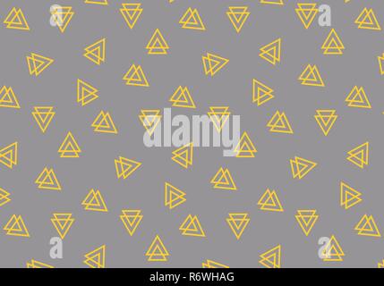 Geometric golden triangles vector pattern on a gray background Stock Vector