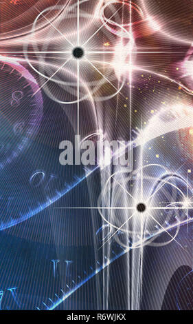 Physics. Atoms the cosmos and time Stock Photo