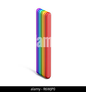 Rainbow font letter I 3D Stock Photo