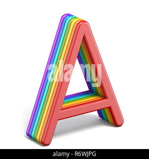 Rainbow font letter A 3D Stock Photo