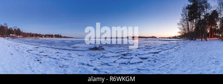 Winter view of the Finnish bay in Espoo, Finland Stock Photo