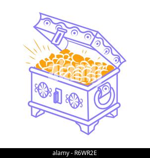 chest of gold. Icon in a linear style. Stock Vector