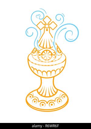Incense burner icon. Trendy flat vector Incense burner icon on white background . Icon, silhouette in linear style. Stock Vector