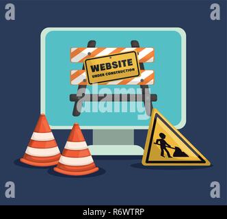 website under construction with desktop computer vector illustration Stock Vector