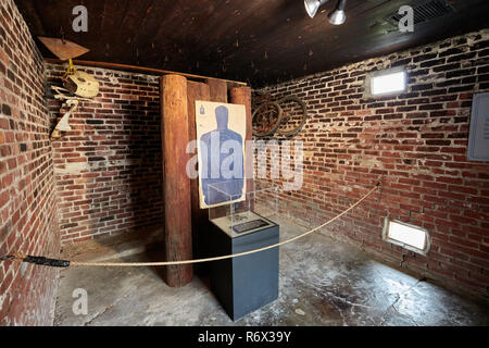 Brick shed used as a smoke house and then a shooting range by Elvis Presley at Graceland in Memphis, Tennessee Stock Photo