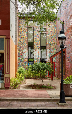 Building covered with colorful tiles in downtown Paducah, Kentucky Stock Photo