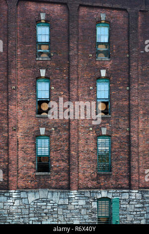 Bourbon aging warehouse at Buffalo Trace Distillery, Frankfort, Kentucky Stock Photo
