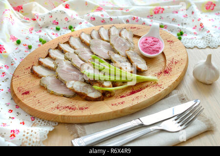 Meat delicatessen plate Stock Photo