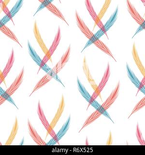 Rio Carnival. Colored feathers. Seamless pattern. Template for invitation ticket banner Stock Vector