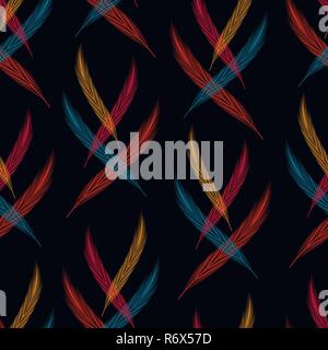 Rio Carnival. Colored feathers. Seamless pattern. Template for invitation ticket banner Stock Vector