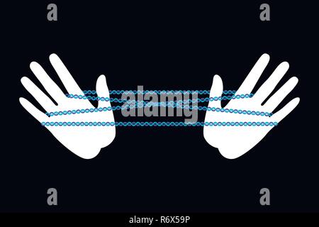 DNA manipulation concept. Genetic Engineering. DNA in the form of a thread from the game Cats Cradle Stock Vector
