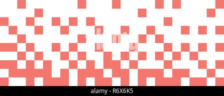 Abstract vector backdrop with white pixels on living coral color. Stock Vector