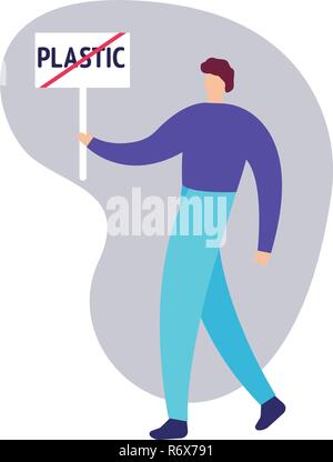 Man protest hand banner icon. Simple illustration of man protest hand banner vector Stock Vector