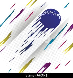 Modern colorful vector image with blue silhouette of baseball ball. Stock Vector
