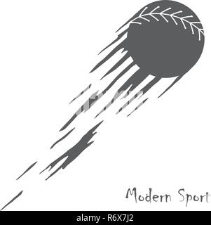 Stylish modern vector sign of softball in motion. Stock Vector
