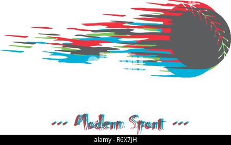 Modern style baseball ball in motion with glitch effect. Stock Vector