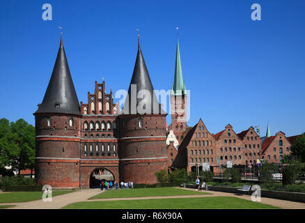 Holstentor, Holsten gate, city gate, Lübeck, Luebeck, Schleswig-Holstein, Germany, Europe Stock Photo