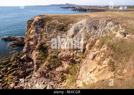 Rugged coastline at Rhoscolyn on Anglesey, North Wales Stock Photo