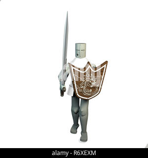 Middle age soldier in armor with sword and shield Stock Photo