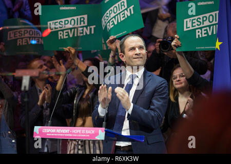 PARIS : Benoît Hamon a lancé sa campagne pour les élections européennes, à la tête d'une 'alliance citoyenne' Stock Photo