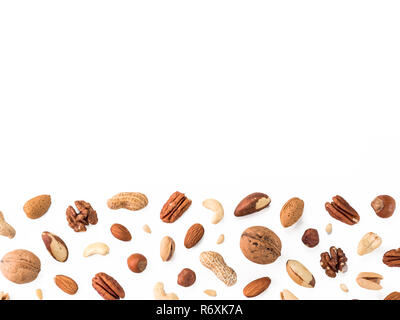 Pattern of nuts, isolated on whie Stock Photo
