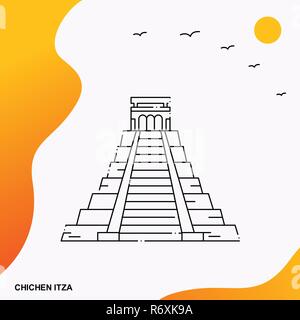 Travel CHICHEN ITZA Poster Template Stock Vector