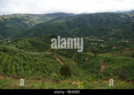 Mountain village and plantations in Costa Rica. Stock Photo
