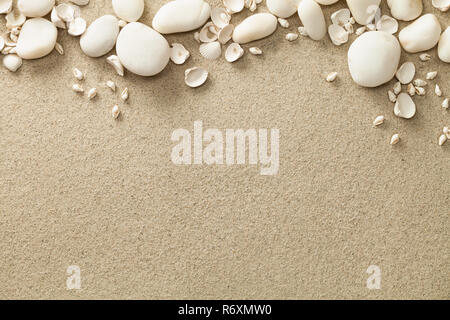 sand,beach background with shells and stones Stock Photo