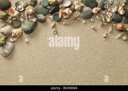 sand,beach background with shells and stones Stock Photo