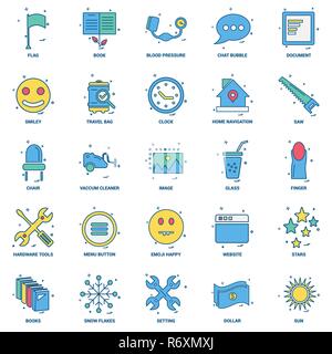 25 Business Concept Mix Flat Color Icon set Stock Vector