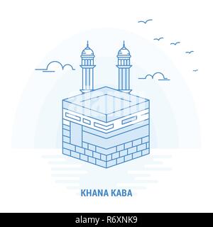 KHANA KABA Blue Landmark. Creative background and Poster Template Stock Vector