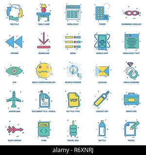 25 Business Concept Mix Flat Color Icon set Stock Vector