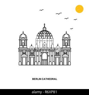 BERLIN CATHEDRAL Monument. World Travel Natural illustration Background in Line Style Stock Vector