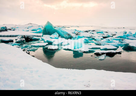 Jokulsarlon is a glacial lagoon or better known as Iceberg Lagoon which located in Vatnajokull National Park Iceland Stock Photo