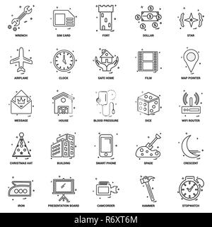 25 Business Concept Mix Line Icon set Stock Vector