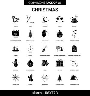 Christmas Glyph Vector Icon set Stock Vector