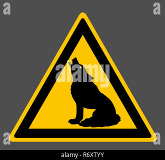 Warning sign, predators wolves. Stock Photo