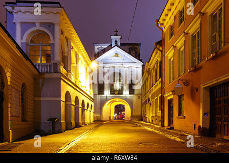 Gate of Dawn at night, Vilnius, Lithuania Stock Photo