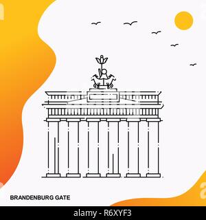 Travel BRANDENBURG GATE Poster Template Stock Vector