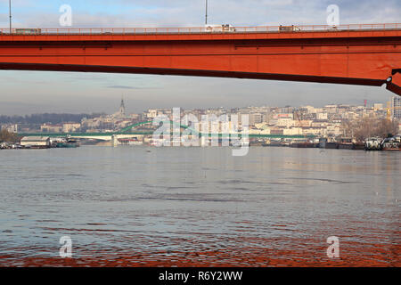 BELGRADE, SERBIA - DECEMBER 19, 2014: Bridges Over River Sava in Belgrade, Serbia. Stock Photo