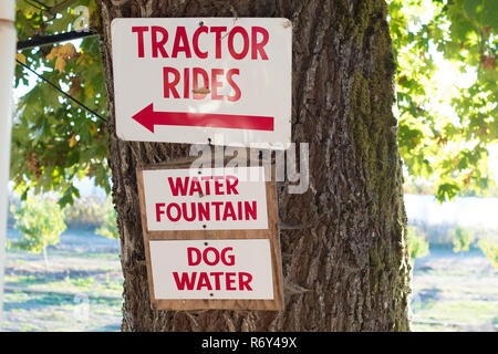 Signs at Detering Farm in Eugene Oregon Stock Photo