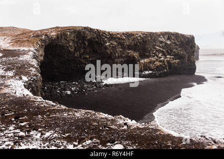 Dyrholaey view during winter which is small peninsula, or promontory located on the south coast village Vik Iceland Stock Photo